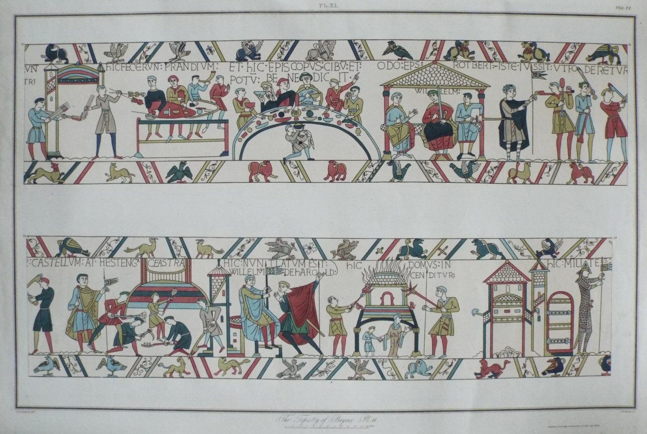 Aquatint - The Tapestry of Bayeux. Pl.XI - Basire